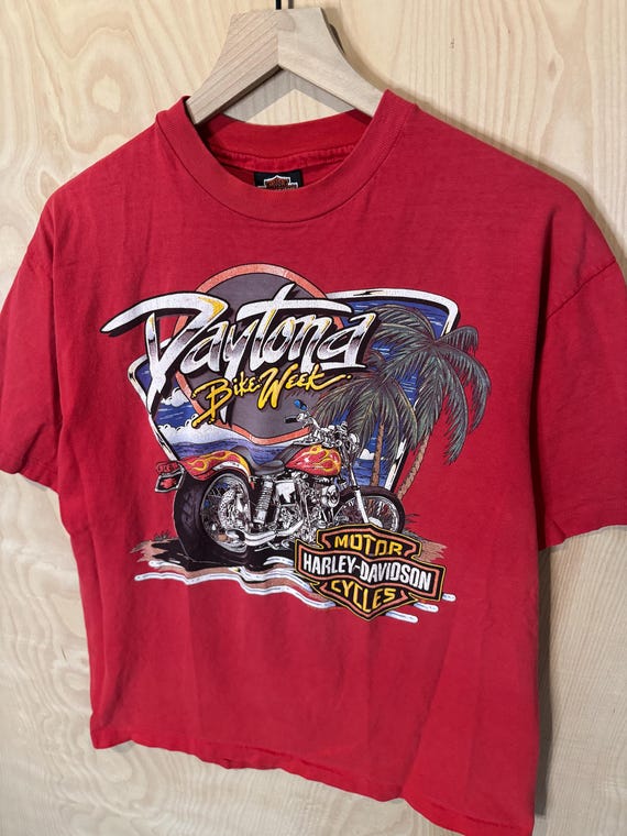 Vintage 90s Harley Davidson Daytona Bike Week Double Sided Graphic