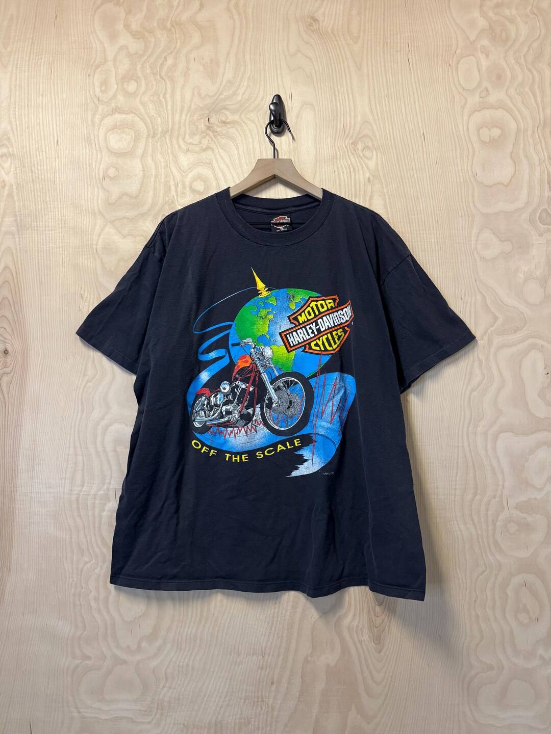 Vintage 90s Harley Davidson off the Scale Earth Double Sided