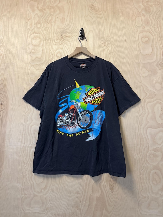 Vintage 90s Harley Davidson off the Scale Earth Double Sided