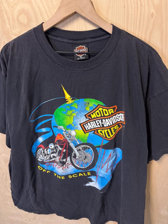 Vintage 90s Harley Davidson off the Scale Earth Double Sided