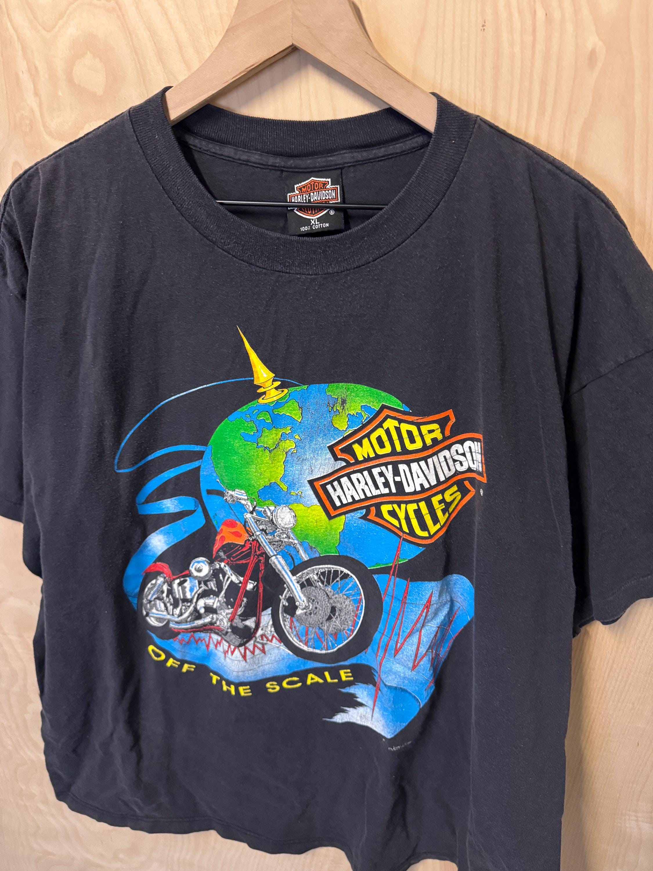 Vintage 90s Harley Davidson off the Scale Earth Double Sided