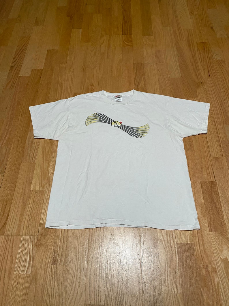 Vintage 90s Nike Air Max TN Tuned Air Logo White Cotton T Shirt size Large Made in USA image 1