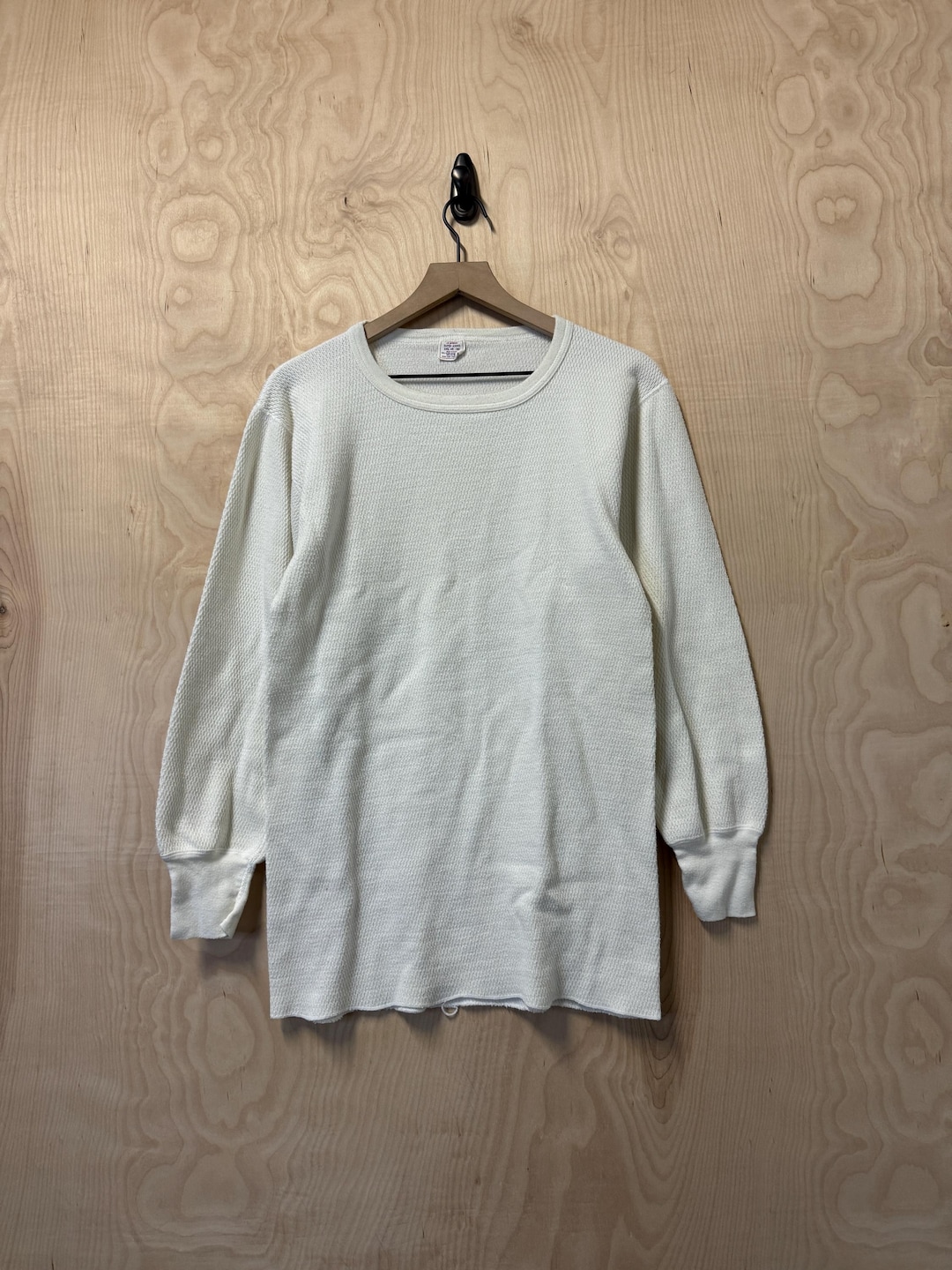 Chemise à manches longues blanche thermique gaufrée JE Morgan des années 80, taille XXL