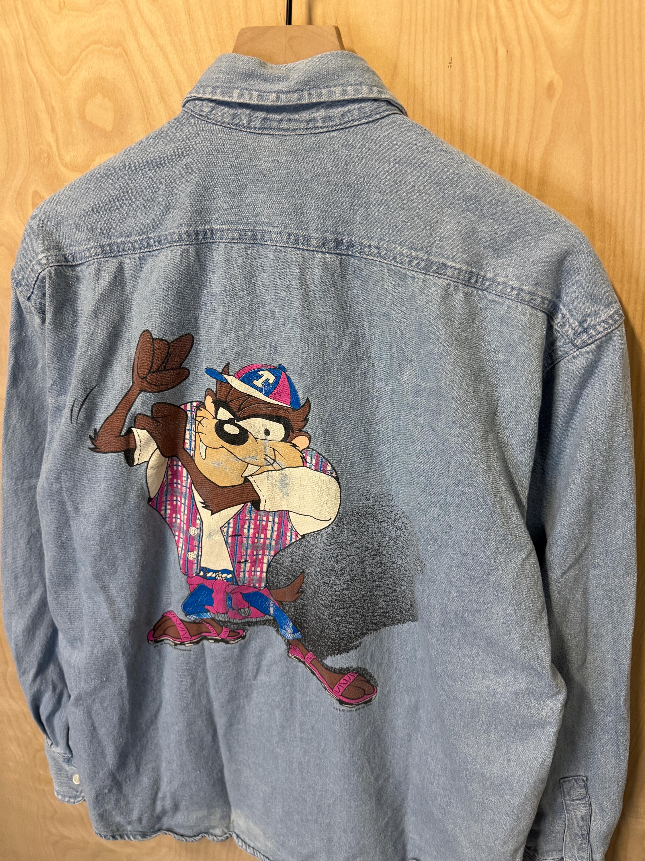 Vtg 90's Warner Bros Tasmanian Devil Outlaw Looney Tunes Size L