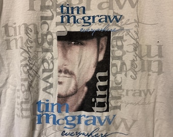 Vintage Tim Mcgraw Everywhere Double Sided Graphic White T Shirt