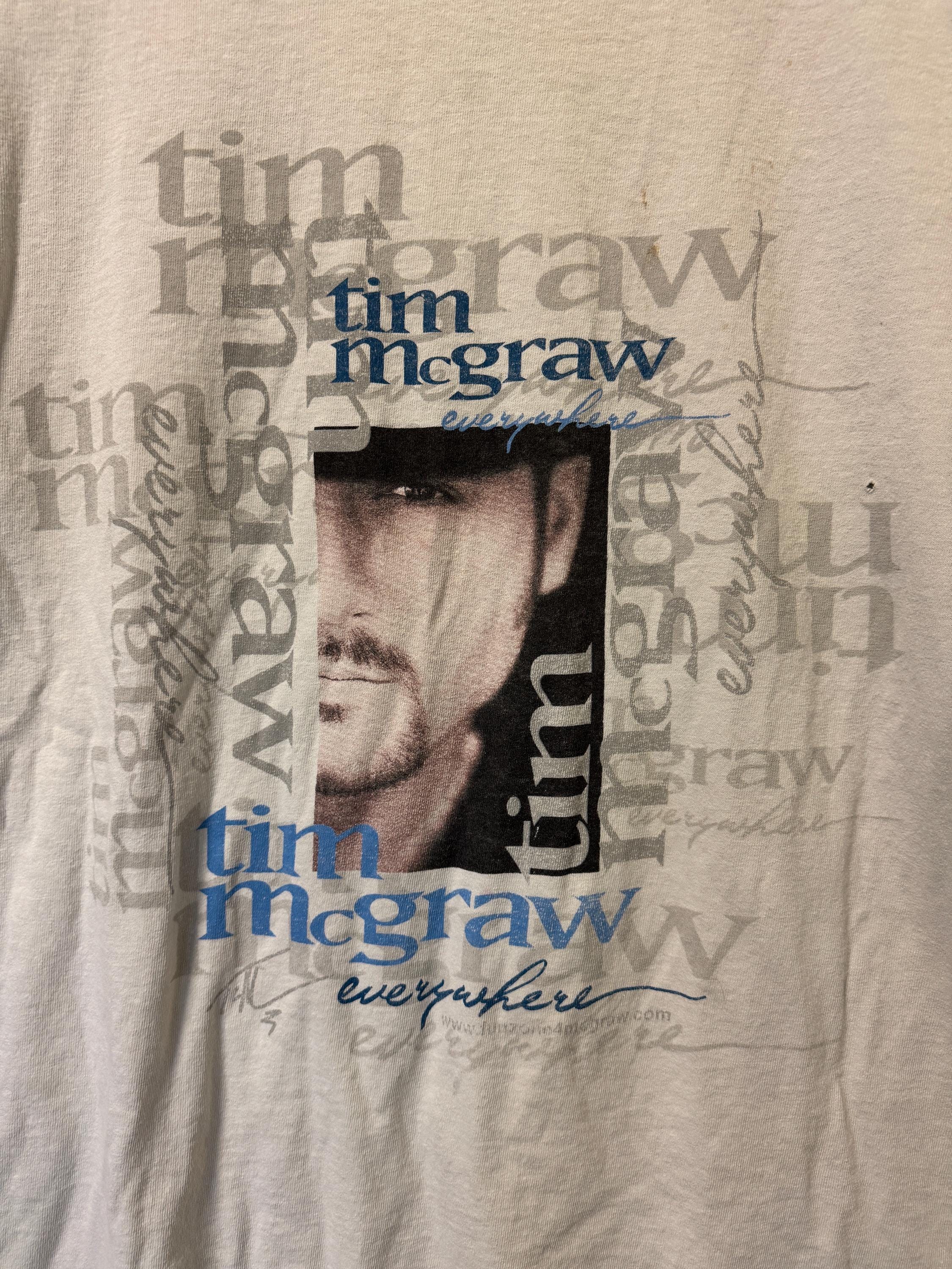 Vintage Tim Mcgraw Everywhere Double Sided Graphic White T Shirt