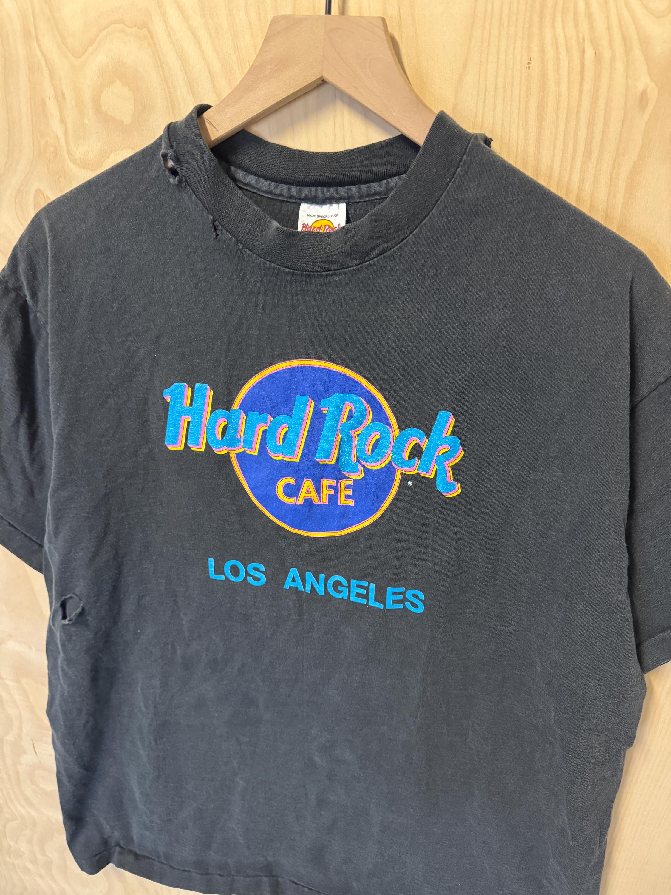 Vintage 90s Hard Rock Cafe Los Angeles Logo Graphic Distressed 