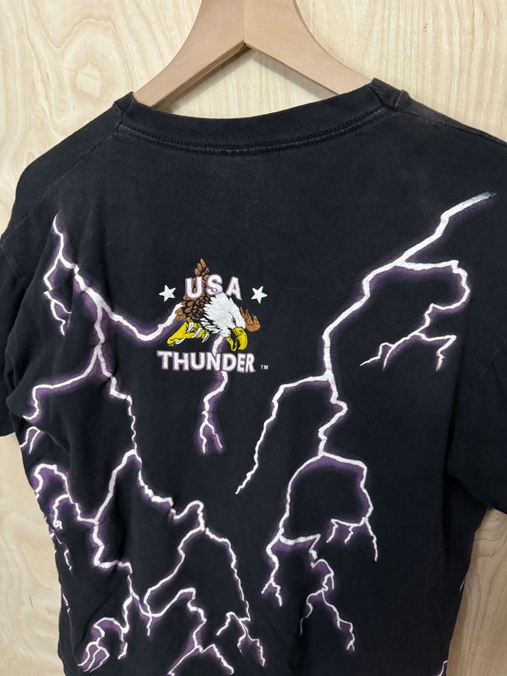 Vintage 90s USA Thunder Feel the Wind Bald Eagle Lightning