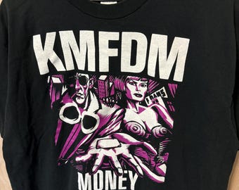 Vintage KMFDM Money Tour 1992 Double Sided Black Cotton T
