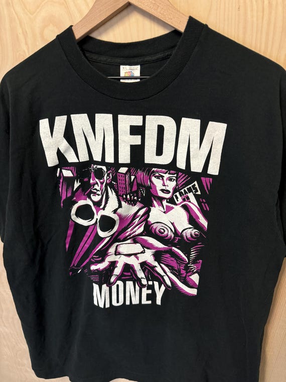 Vintage KMFDM Money Tour 1992 Double Sided Black Cotton T