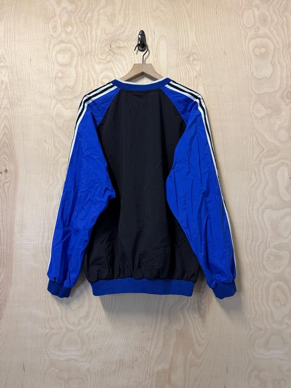 Vintage 90s Adidas Black Blue V Neck Nylon Pullover