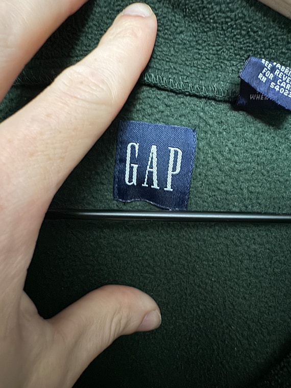 Vintage Gap Athletic Green Polyester Fleece Half … - image 3