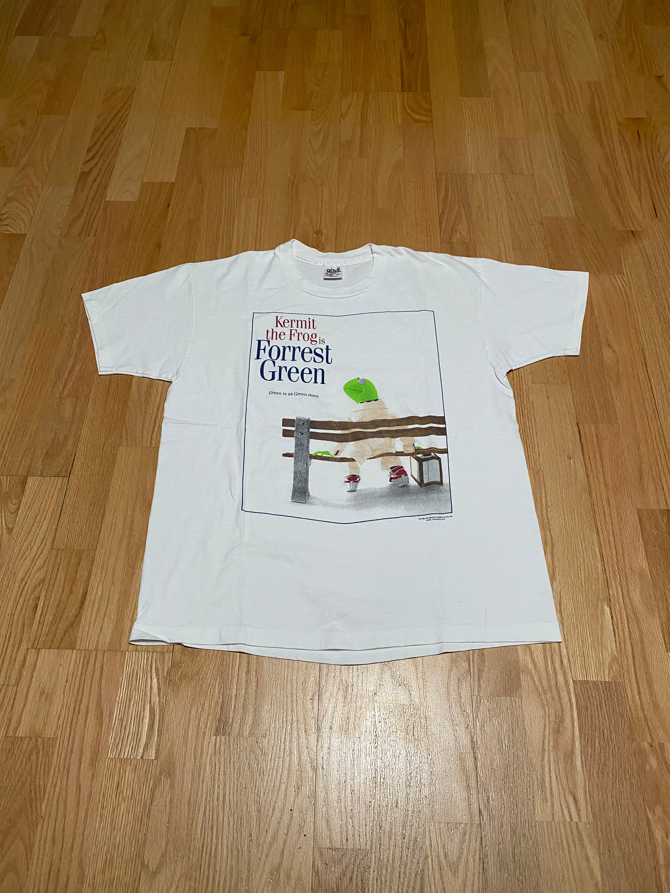 Vintage Kermit the Frog is Forrest Green Single Stitch White