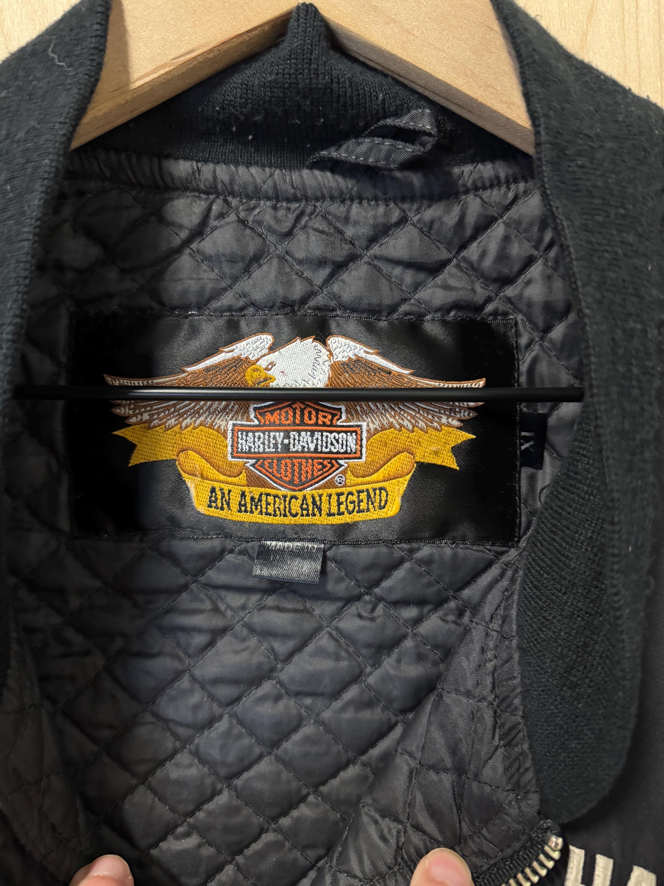 ⭐️90s⭐️HARLEY DAVIDSON シングルライダースジャケット　ワッペン Vintage 90s Harley Davidson Motorcycles Embroidered Spell