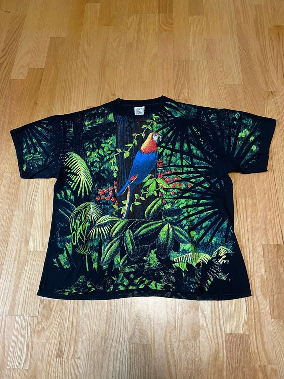 Vintage Wild Oats Parrot Jungle Rain Forest Black