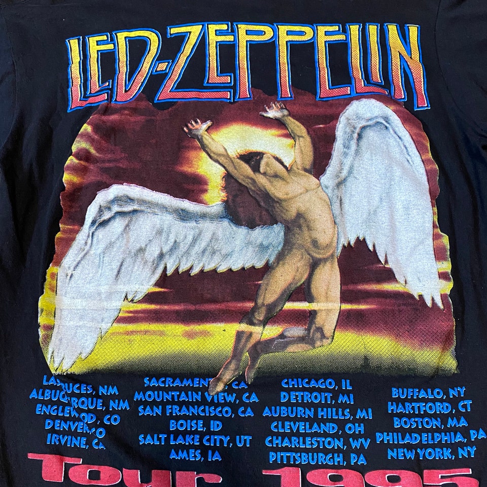 Vintage 90s Jimmy Page Robert Plant Led Zeppelin World Tour T Shirt sold by  Damyan Orange Palpatine, SKU 12576471