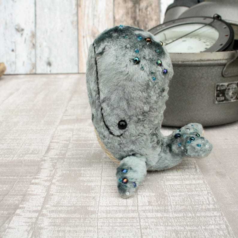 Funny collectible stuffed whale toy OOAK gift by artist small stuffed animal toy Miniature collectible animal toy for gift idea whale plush