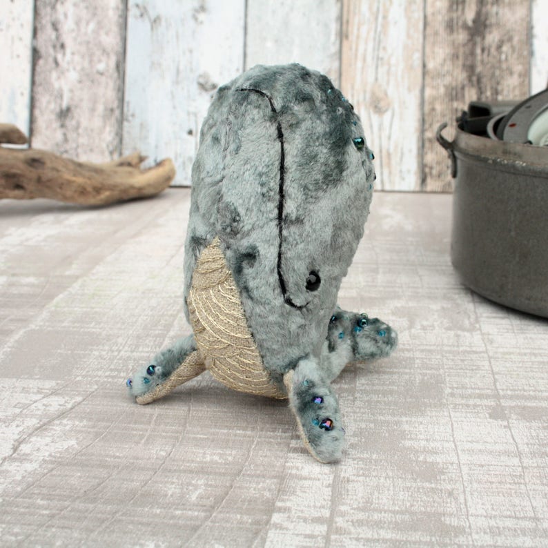 Funny collectible stuffed whale toy OOAK gift by artist small stuffed animal toy Miniature collectible animal toy for gift idea whale plush