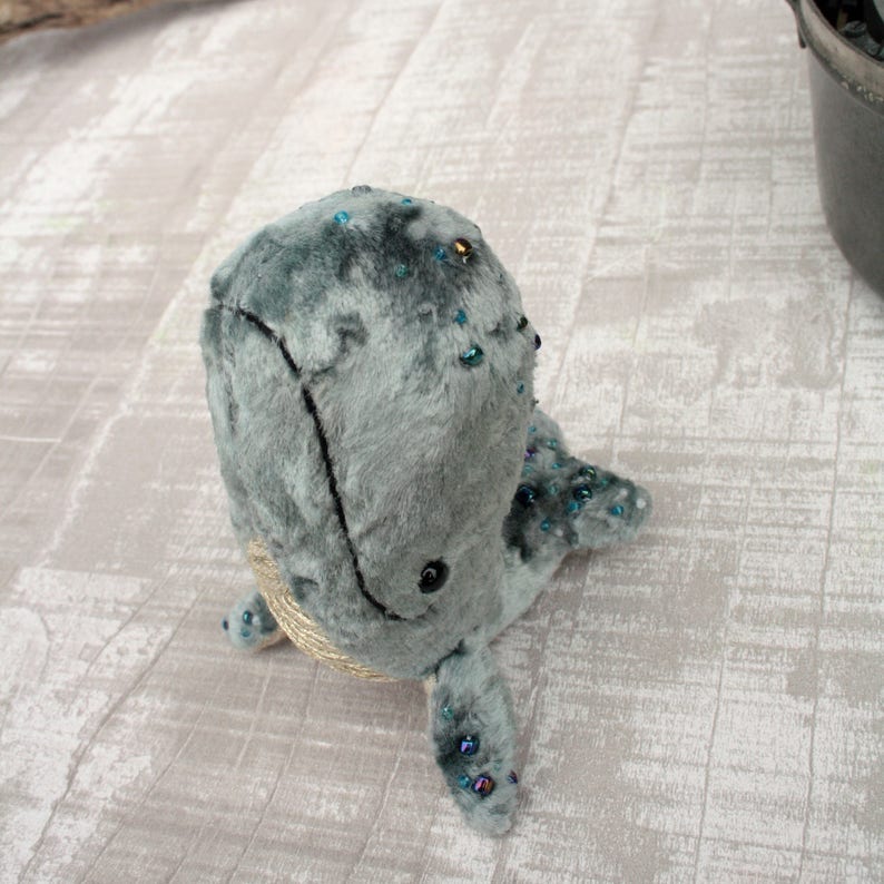 Funny collectible stuffed whale toy OOAK gift by artist small stuffed animal toy Miniature collectible animal toy for gift idea whale plush