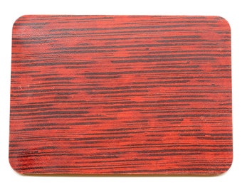 Red black Japanese silk eco mouse pad upcycled kimono abstract horizontal lines pattern fabric zero waste sustainable mat cork biodegradable