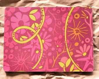 Floral pattern eco mouse mat/pad office sustainable natural cork illustrated flowers apple green fluoro yellow lime pink vibrant orange