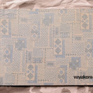 White hemp Japanese eco mouse pad upcycled kimono subtle unique blue black pattern pale fabric zero waste sustainable mouse mat cork PC
