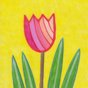 Tulpe | Nervenheilanstalt | Vertiefung | Angst | PTBS | psychische Gesundheit | Suizid | Kunsttherapie | gelb | naiven Stil