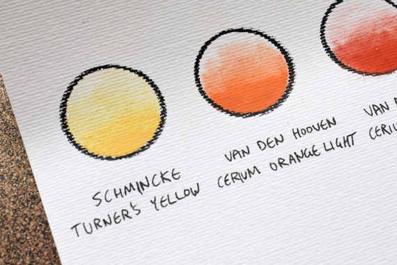 van den hooven cerium sulfide orange light colour single pigment inorganic rare earth watercolour paint PO78 medium