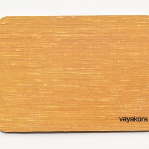 Natural yellow mulberry silk eco computer mouse mat zero waste textile fabric pad organic ecological sustainable natural materials cork