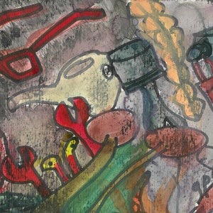 van den hooven — organi interni corpo cuore polmoni occhio cervello stomaco bocca intestino orecchio cellula lingua illustrazione moderno astratto stile mambo