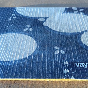 Vintage indigo blue white Japanese rayon eco mouse pad upcycled antique kimono pattern design fabric zero waste sustainable mouse mat cork