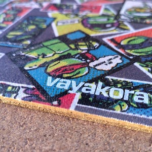 Teenage Mutant Ninja Turtles eco mouse mat pad zero waste computer natural limited edition cotton canvas TMNT design pattern threadripper