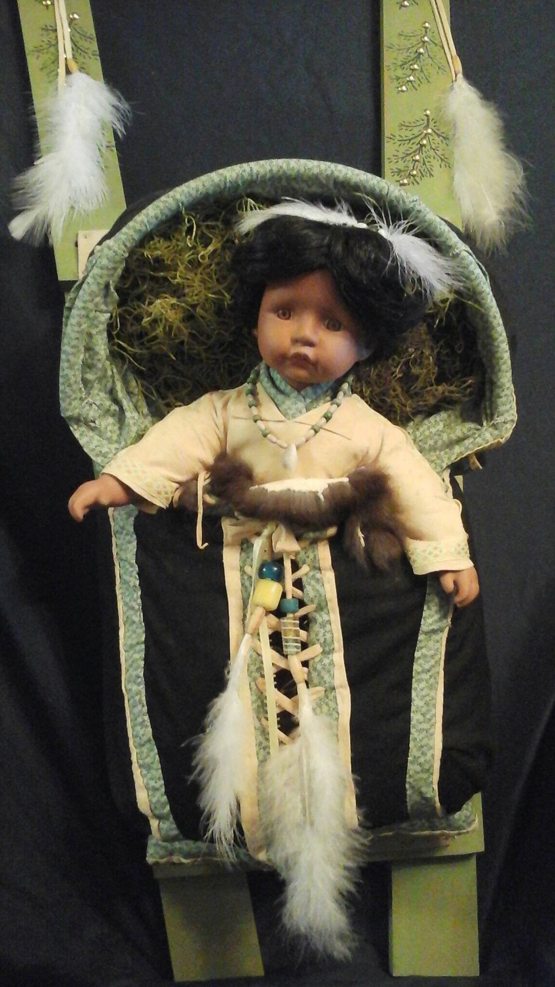 Cradleboard with Porcelain Native American Baby Spring Etsy