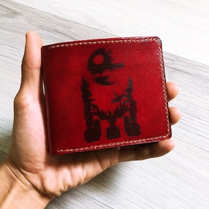 Cartera personalizada de R2D2 Starwars para hombre, cartera de cuero genuino, regalos de cumpleaños para novios, regalos de aniversario para hombres, regalo de Navidad para él 2012