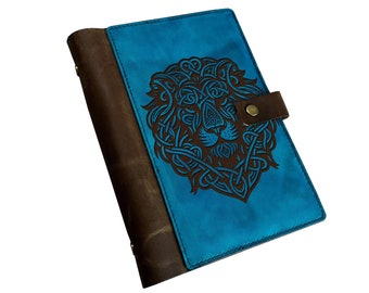 Lion leather journal, custom engrave business portfolio, Lion refill journal, leather journal gift ideas, Lion mini pocket notebook cover