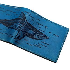 Cartera de cuero para hombre con anatomía de tiburón personalizada, cartera hecha a mano, regalo de cumpleaños para él, regalo de aniversario para hombre