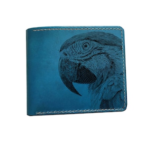 Cartera para hombre con estampado de loro, cartera con estampado de animales, regalo personalizado de pájaro para hombre, regalo de cumpleaños para novio, padre, amante de las aves