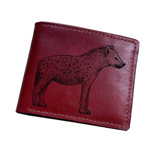 Cartera con bocetos de hiena, regalos con patrones de animales africanos para él, depredador de África, ideas de regalos para amantes de los animales, un regalo genial de Navidad.