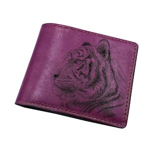 Tiger Wald König Potrait Kunst Geldbörse, personalisierte Ledergeldbörse für ihn, Tiger Muster Geschenk für Ehemann, Geburtstag Weihnachten coole Geldbörse