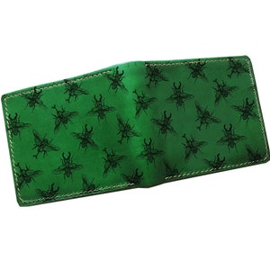 Insekt Käfer Muster Leder Herren Geldbörse, personalisiertes Geschenk für Männer, Jubiläum Geschenk Idee, Brieftasche für Papa, Ehemann individuelles Geschenk