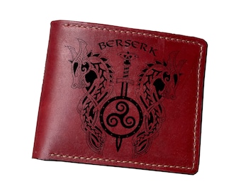 Customized Leather Handmade Wallet Celtic Viking Warrior -  Israel