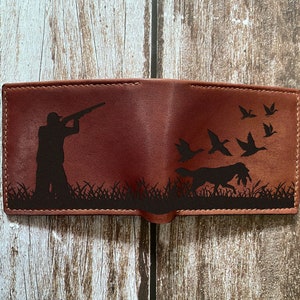 Cartera personalizada para hombre, cartera con arte de caza de patos, ideas de regalos de caza para papá, regalo de aniversario para él, cartera multitarjetas