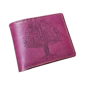 Diseño electrónico de circuito impreso de árbol, billetera de cuero personalizada para novio, ideas de regalos de cuero de aniversario para ingenieros y hombres de ciencia.