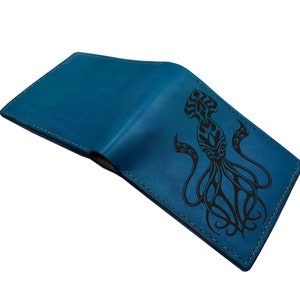 Cartera de cuero con diseño de pulpo y kraken, cartera genial para papá, regalo de aniversario de cuero para cumpleaños, ideas de regalo para marineros, cartera para niño