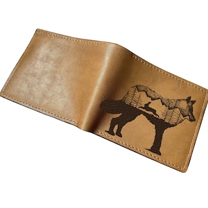 Personalized genuine leather wallet, animal pattern wallet, gift for nature lover, animal art wallet, gift for him