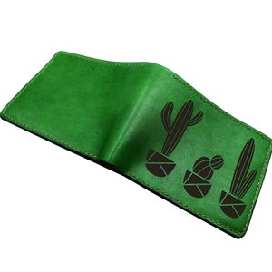 Portefeuille pour homme en cuir personnalisé, cadeau d'art en forme de chat, portefeuille pour homme d'inspiration végétale, idées cadeau d'anniversaire en cuir, portefeuille pour carte d'identité