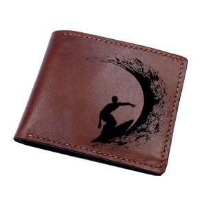 Cartera personalizada para hombre con diseño de surf, regalo para deportista, regalo para jugador, regalo único para hombre activo, regalo para hermano, esposo