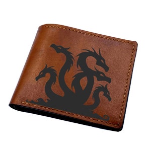 Hydra Greek monster wallet, leather men&#39;s wallet, customized gift for men, monster present idea for boyfriend, halloween men&#39;s gift ideas