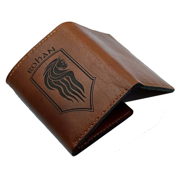 Caballos de Rohan Rohirrim - Cartera de hombre hecha a mano de cuero El Señor de los Anillos, Regalo personalizado para hombres, regalo para él, cartera de cuero RFID