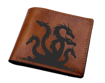 Hydra Greek monster wallet, leather men's wallet, customized gift for men, monster present idea for boyfriend, halloween men's gift ideas